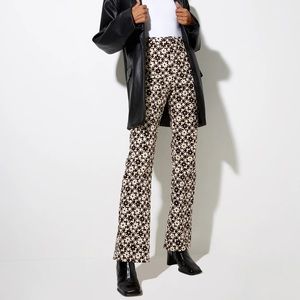 NWT MOTEL ROCKS PATCHWORK DAISY BROWN PANTS